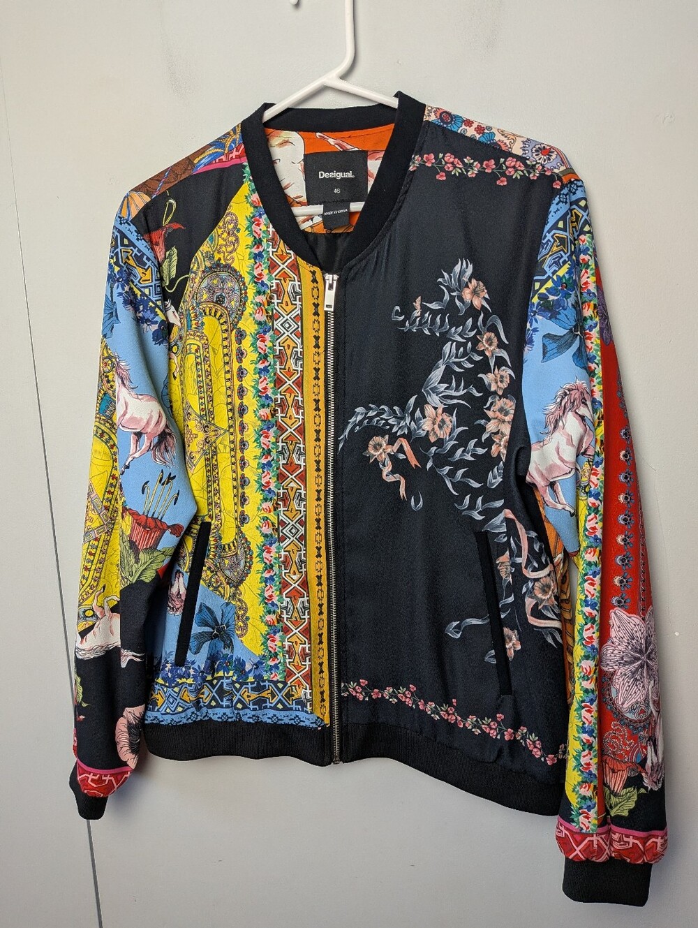 DESIGUAL pakaian jadi wanita Women Colorful Zip Up Jacket Size 46 = 14 US